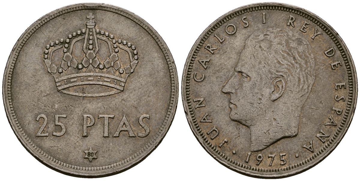 Испания 25 песет 1975 (80) Хуан Карлос I (1975-2014) KM 808 медно-никель 4165-944