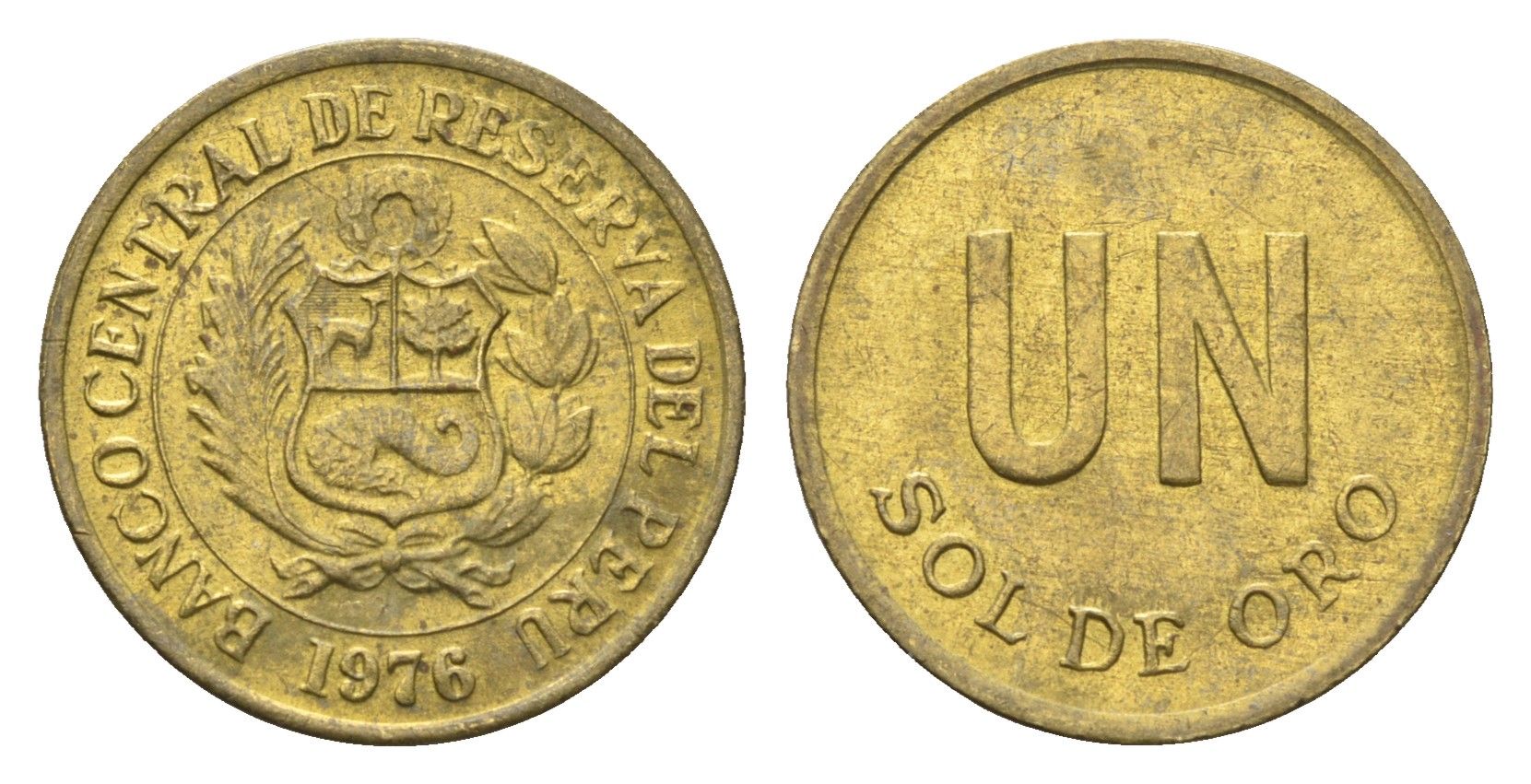 Перу 1 соль 1976 KM 266.1 латунь 4664-458