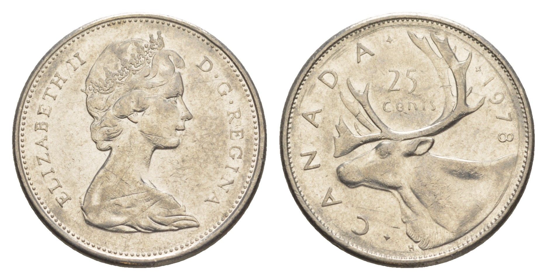 Канада 25 центов 1978 Елизавета II (1952-2022), олень KM 62b никель 4638-523
