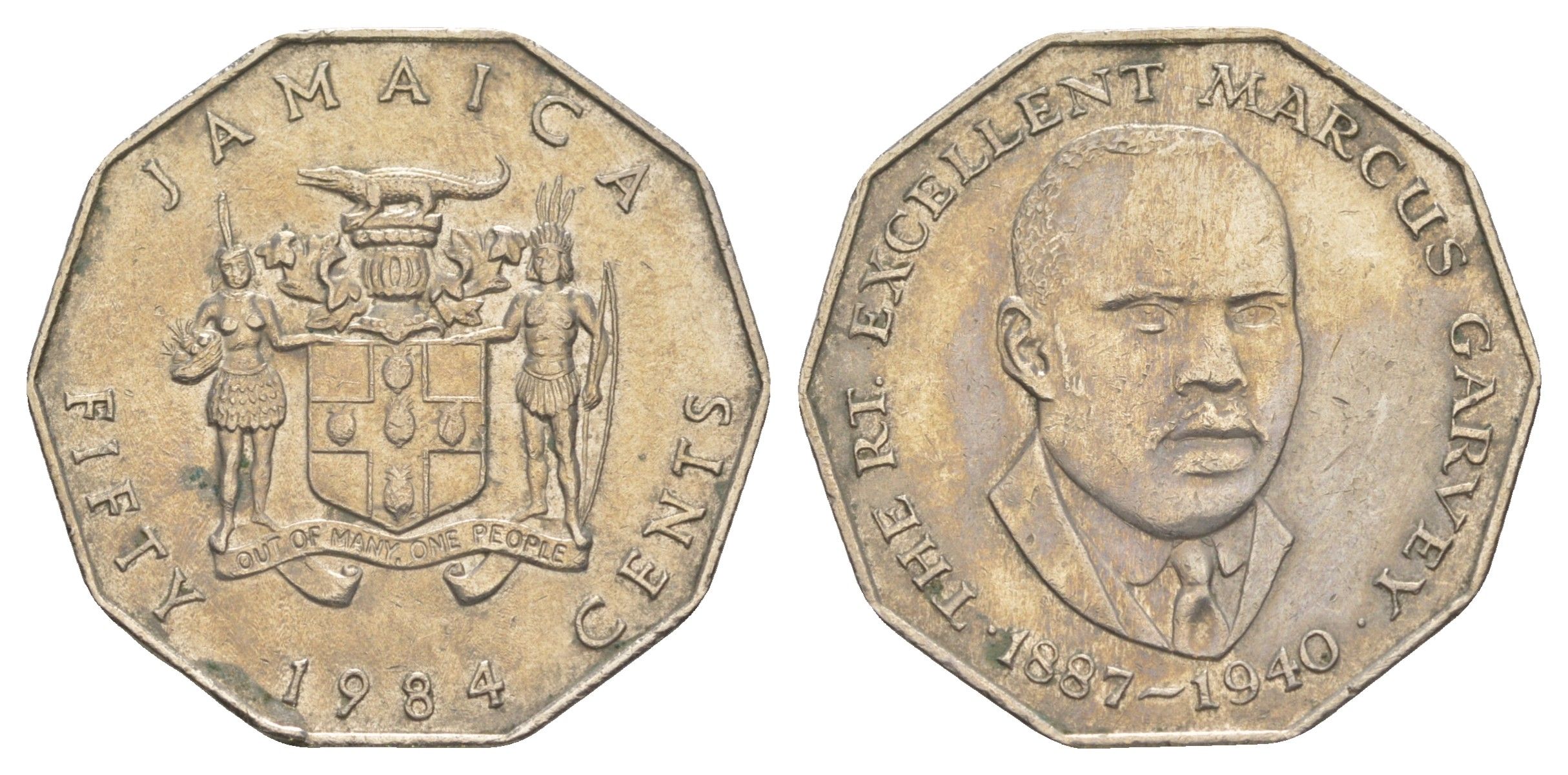 Ямайка 50 центов 1984 Маркус Гаврей (1887-1940) KM 65 медно-никель 91-1042