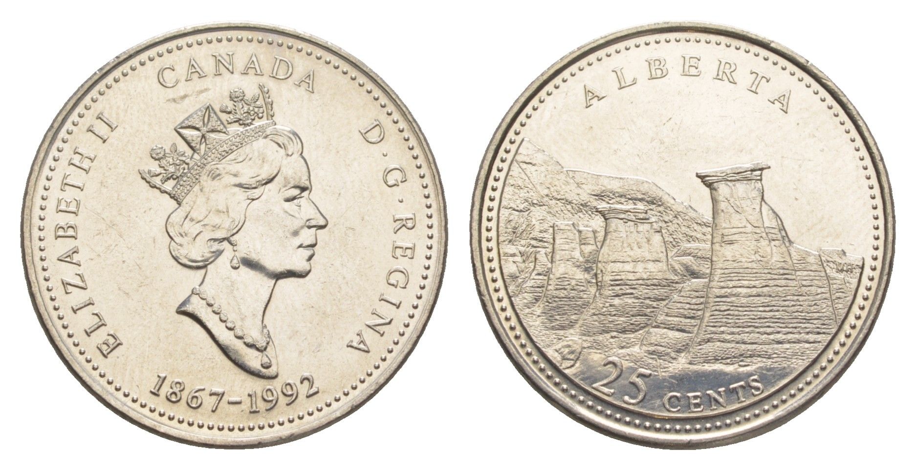 Канада 25 центов 1992 125 лет Конфедерации Канада - Альберта KM 221 никель UNC 4637-912