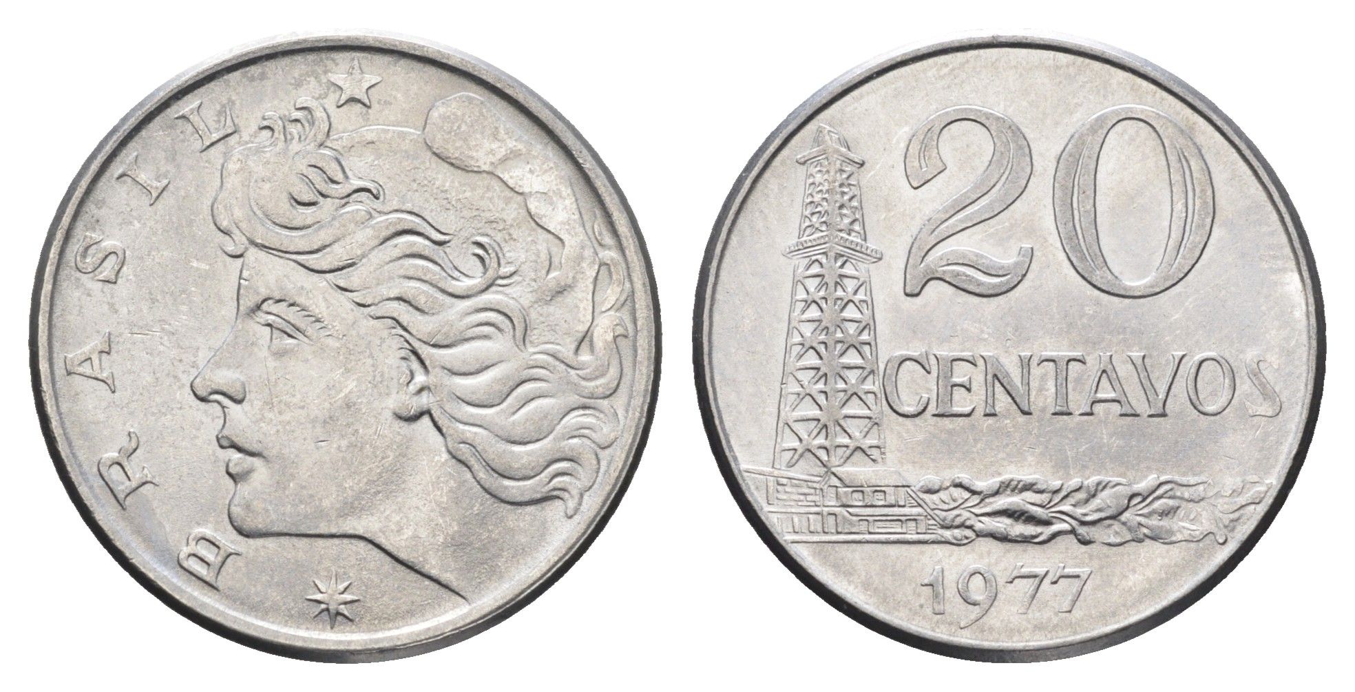 Бразилия 20 сентаво 1977 KM 579.1a нержавеющая сталь UNC 4663-527