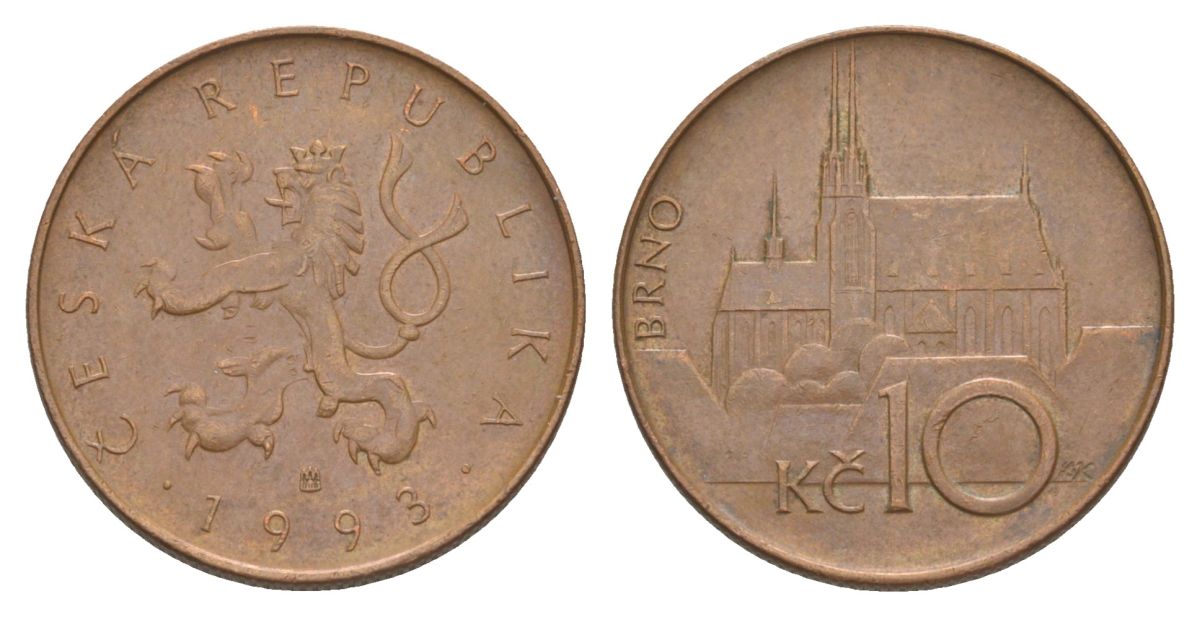 Чехия 10 крон 1993 KM 4 сталь плакированная медью 4633-723