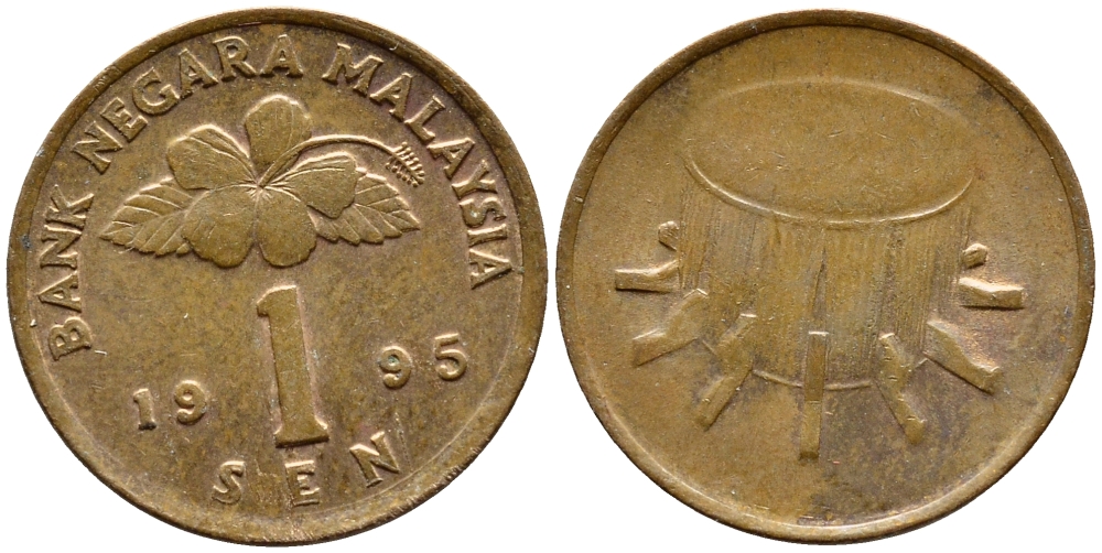 Малайзия 1 сен 1995 KM 49 сталь плакированная медью 4380-165