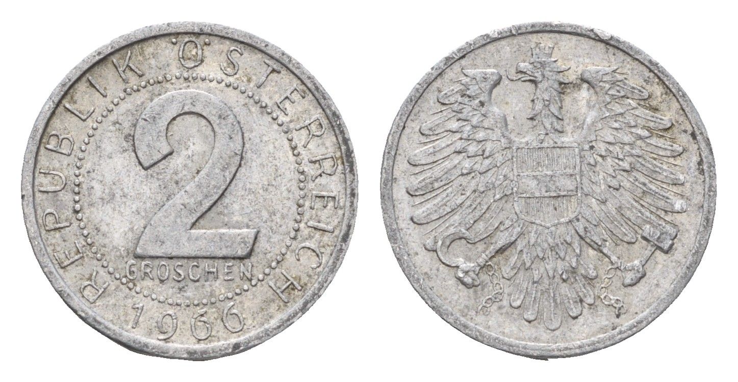 Австрия 2 гроша 1966 KM 2876 алюминий 188-549