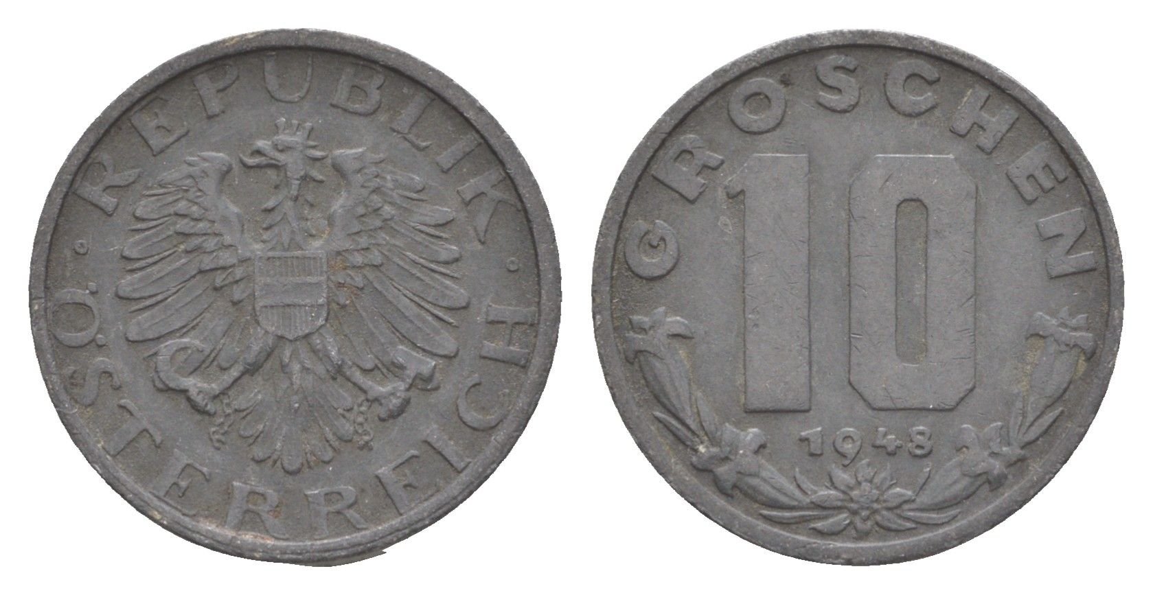 Австрия 10 грошей 1948 KM 2874 цинк 4576-814