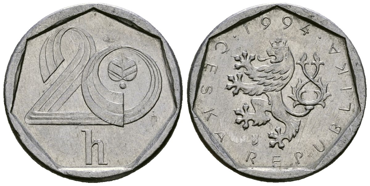 Чехия 20 геллеров 1994 KM 2.1 алюминий 4173-1169