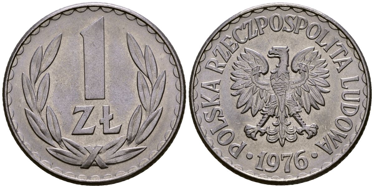 Польша 1 злотый 1976 Y 49.1 алюминий 4177-753