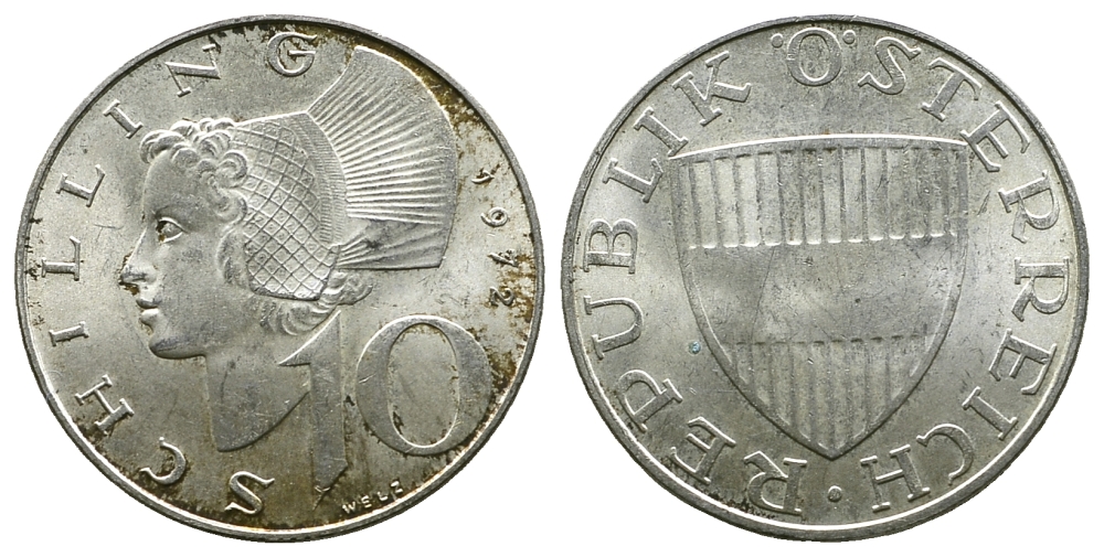 Австрия 10 шиллингов 1972 KM 2882 серебро 4384-236