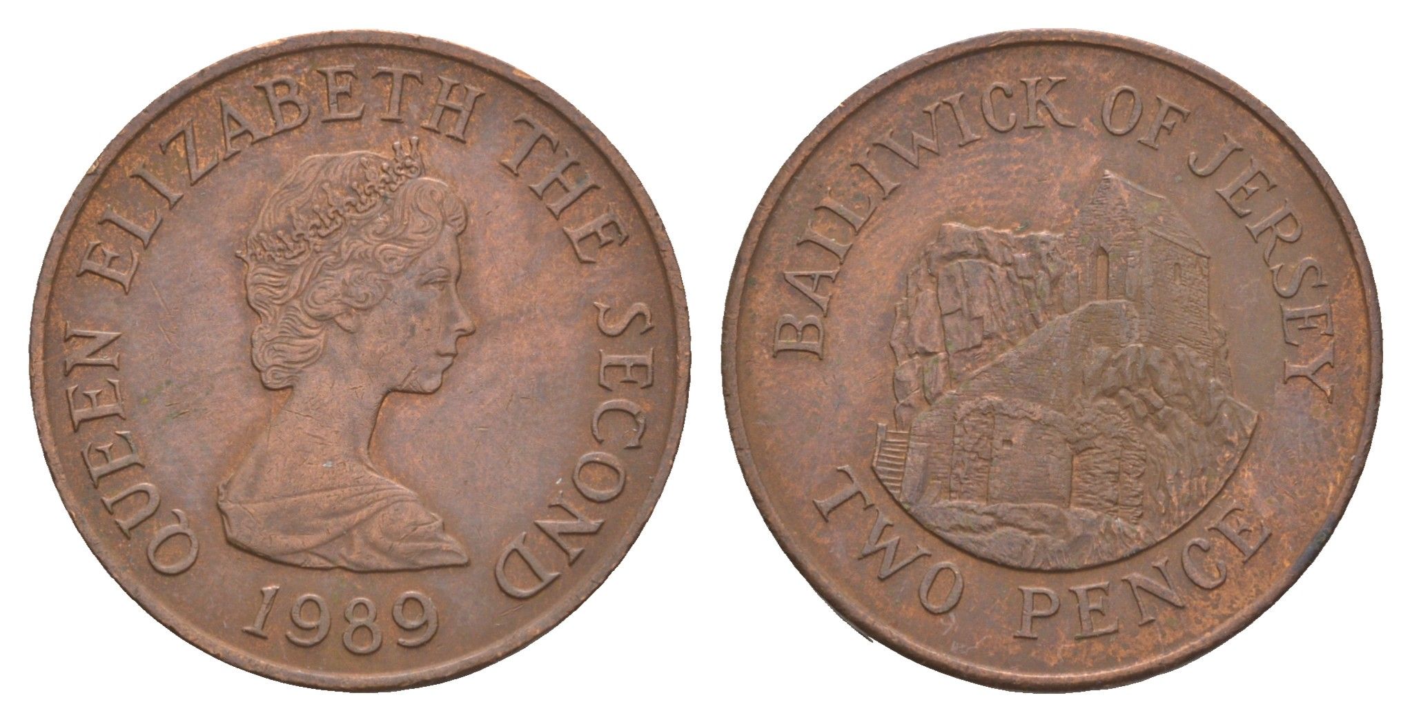 Джерси 2 пенса 1989 Елизавета II (1952-2022), Сент-Хелиер KM 55 бронза    4660-222