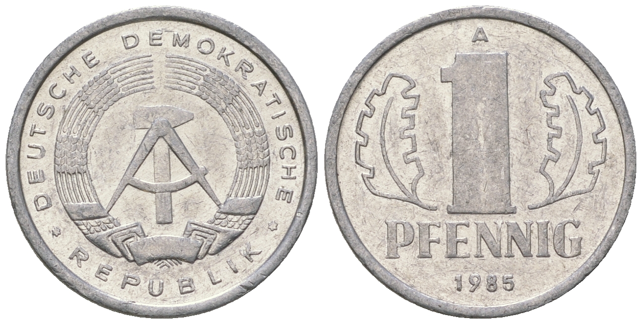 ГДР 1 пфенниг 1985 А KM 8.2 алюминий 4651-134