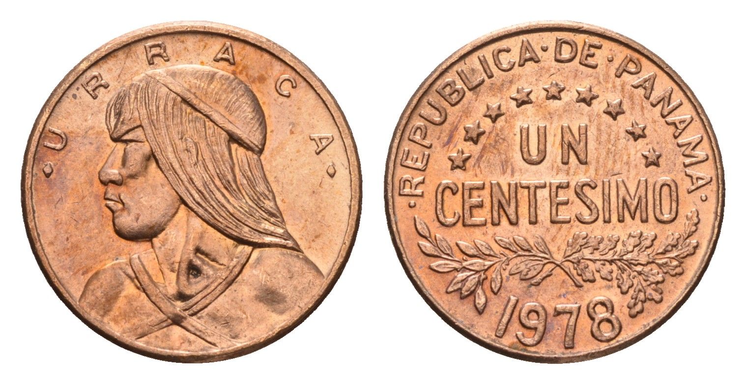 Панама 1 сентесимо 1978 Уррака KM 22 бронза UNC 75-1125