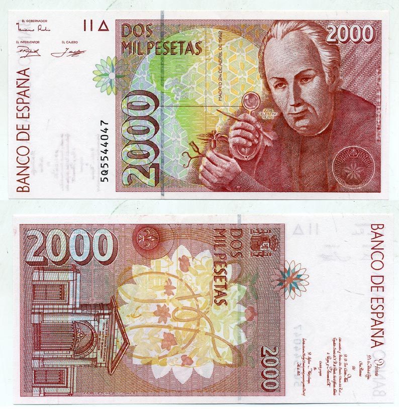 Испания 2000 песет 1992 (1996) Pick 164 бумага UNC (пресс) 000-00-00
