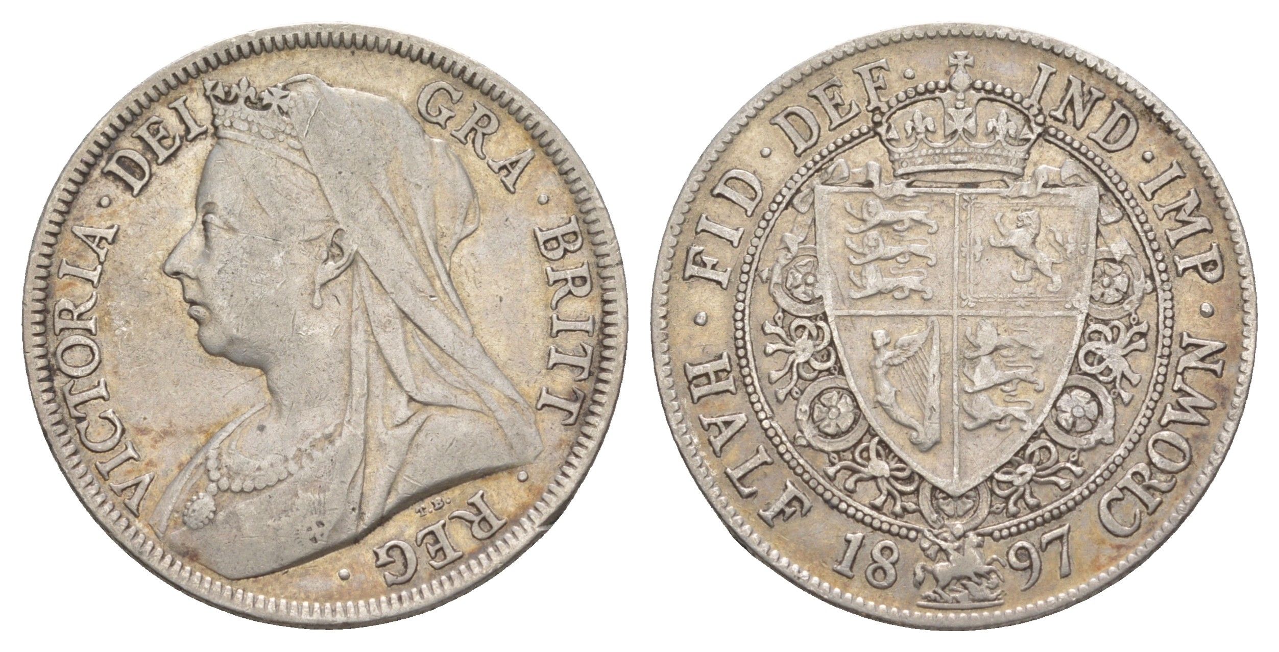 Великобритания 1/2 кроны 1897 Виктория (1837-1901) KM 782, Spink?3938 серебро 4044-1035