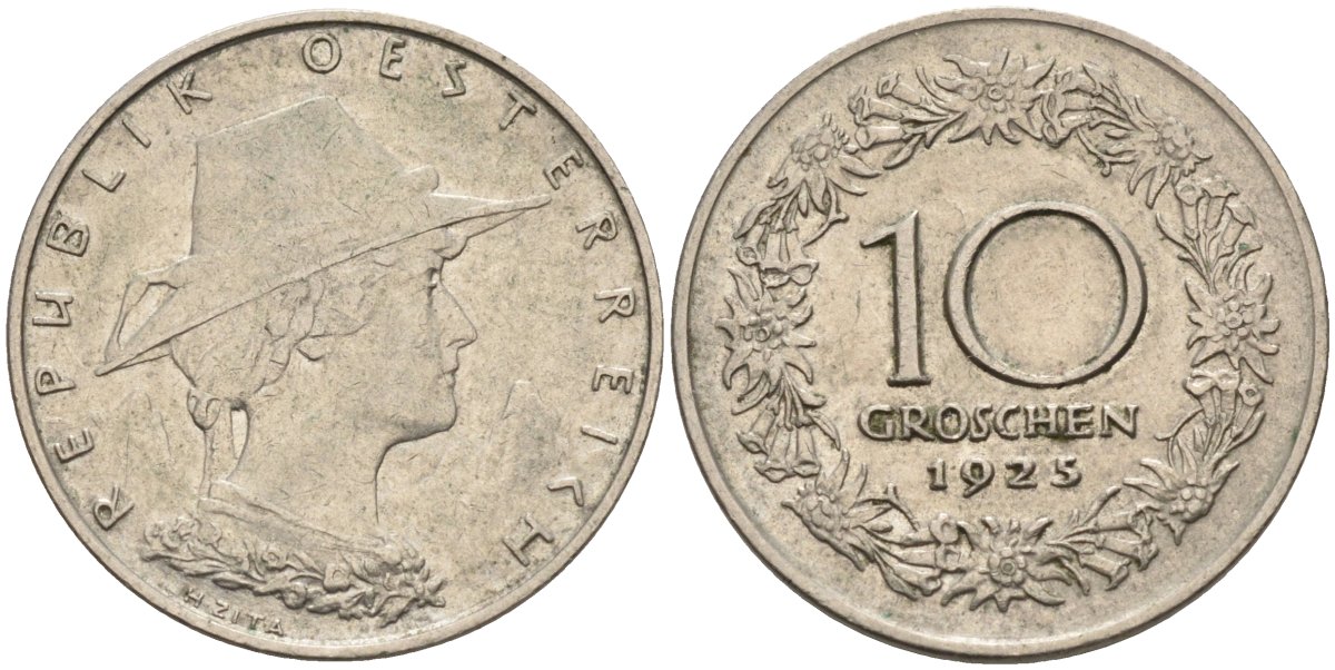 Австрия 10 грошей 1925 KM 2838 медно-никель 4591-1017