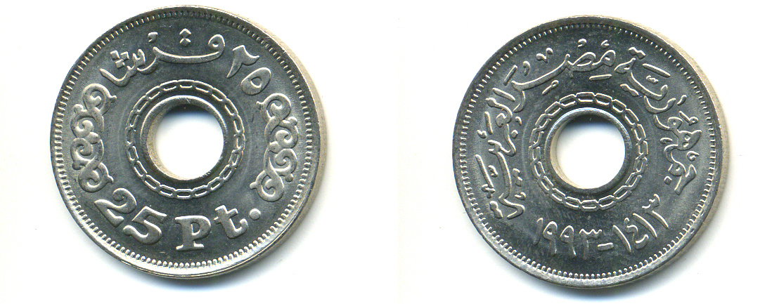 ЕГИПЕТ 25 ПИАСТРОВ 1993 KM 734 медно-никель aUNC 83-1844