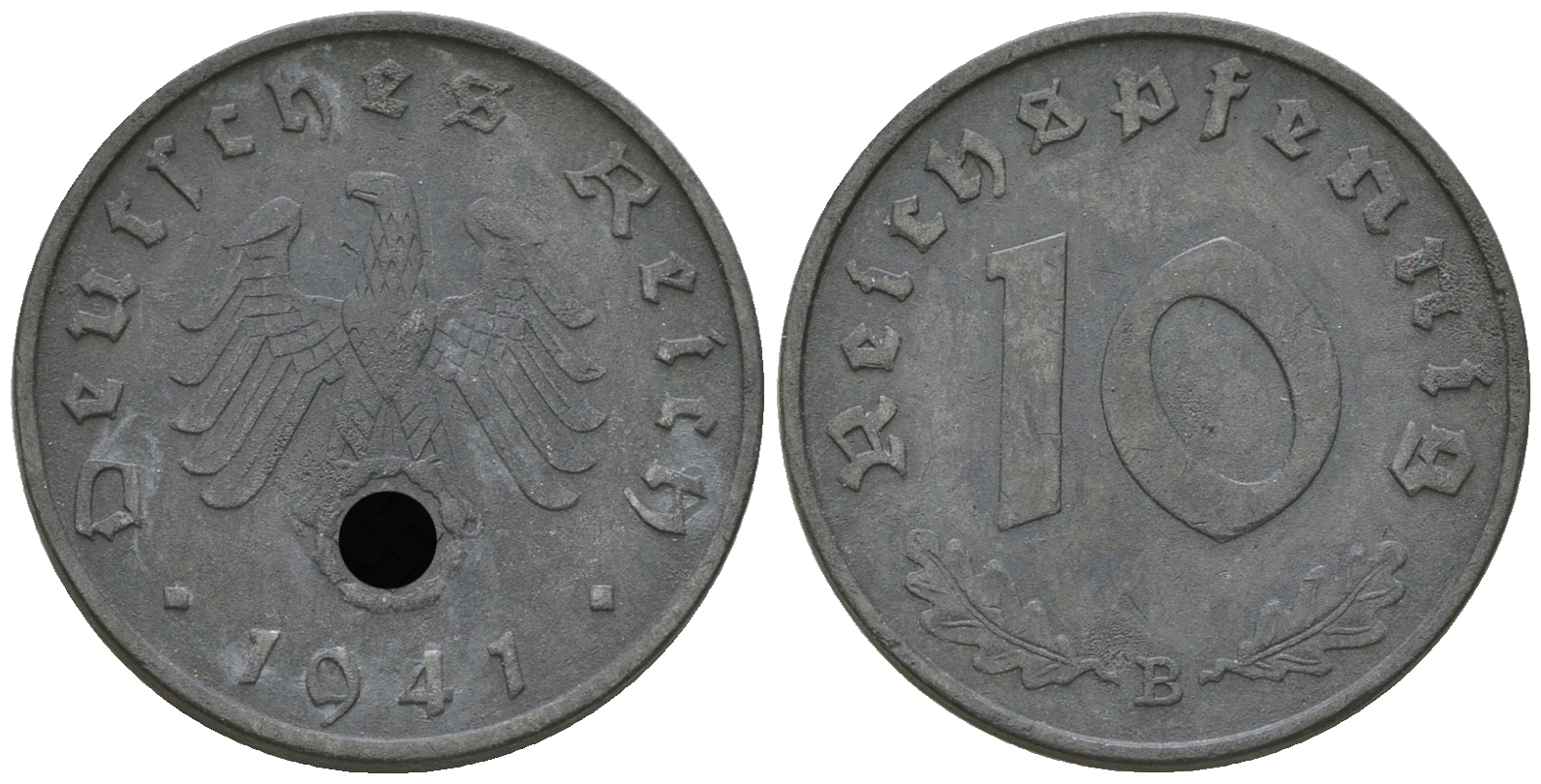 Германия 10 рейхспфеннигов 1941 B KM 101, J. 371 цинк 3459-557
