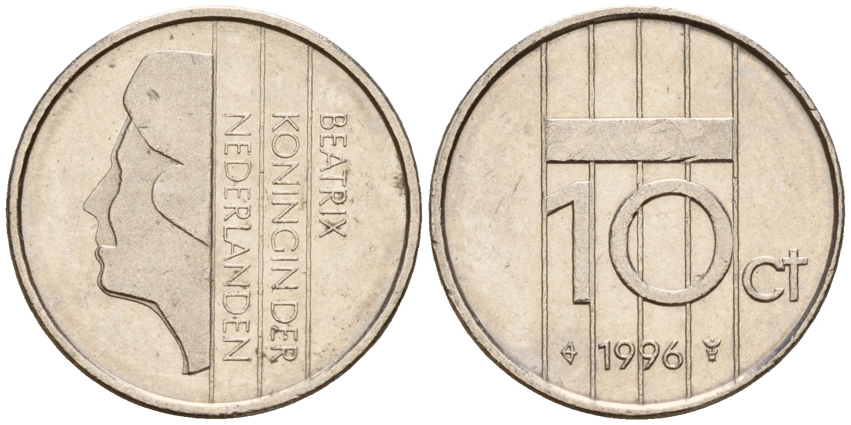 Нидерланды 10 центов 1996 Беатрикс (1980-2013) KM 203 никель    4598-417