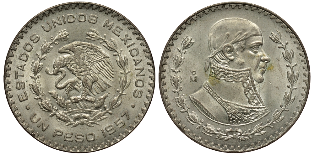 Мексика 1 песо 1957 Хосе Мария Морелос KM 459 серебро 107-624