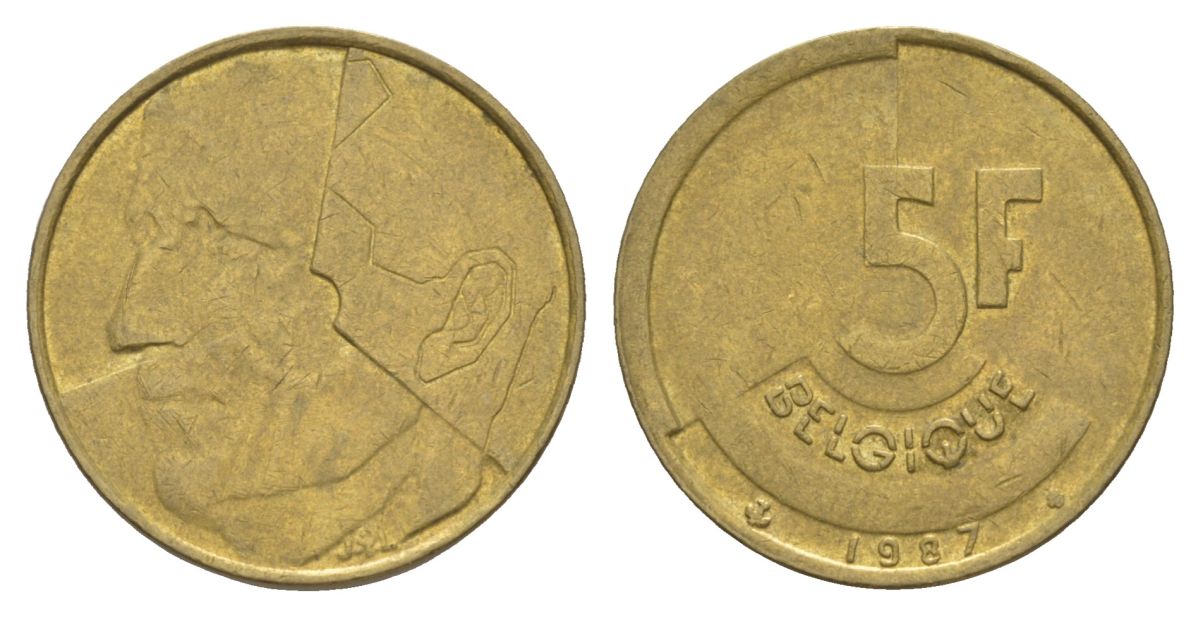 Бельгия 5 франков 1987 Belgique, Бодуэн I (1951-1993) KM 163 медь алюминий никель 4633-837