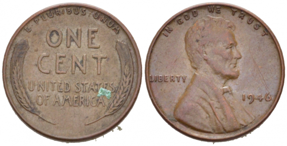 США 1 ЦЕНТ 1946 ЛИНКОЛЬН KM А132 медь цинк 3955-421