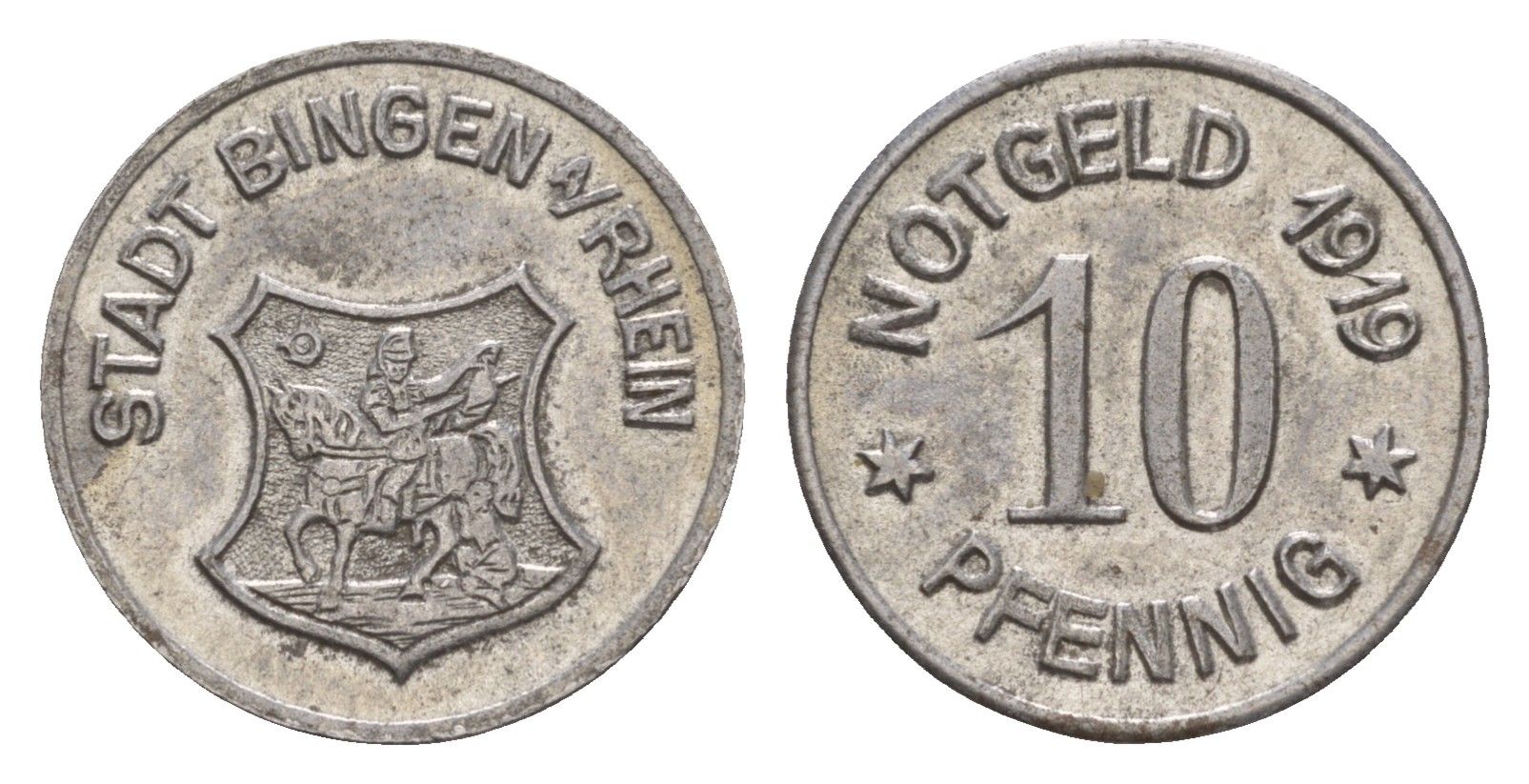 Бинген 10 пфеннигов 1919 Funck 41.3, Men05 2839.1, Men18 3635.1 железо 4659-346