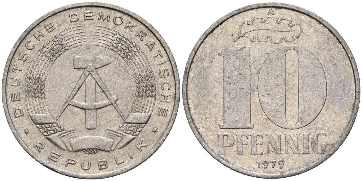 ГДР 10 пфеннигов 1972 A KM 10 алюминий 68-815