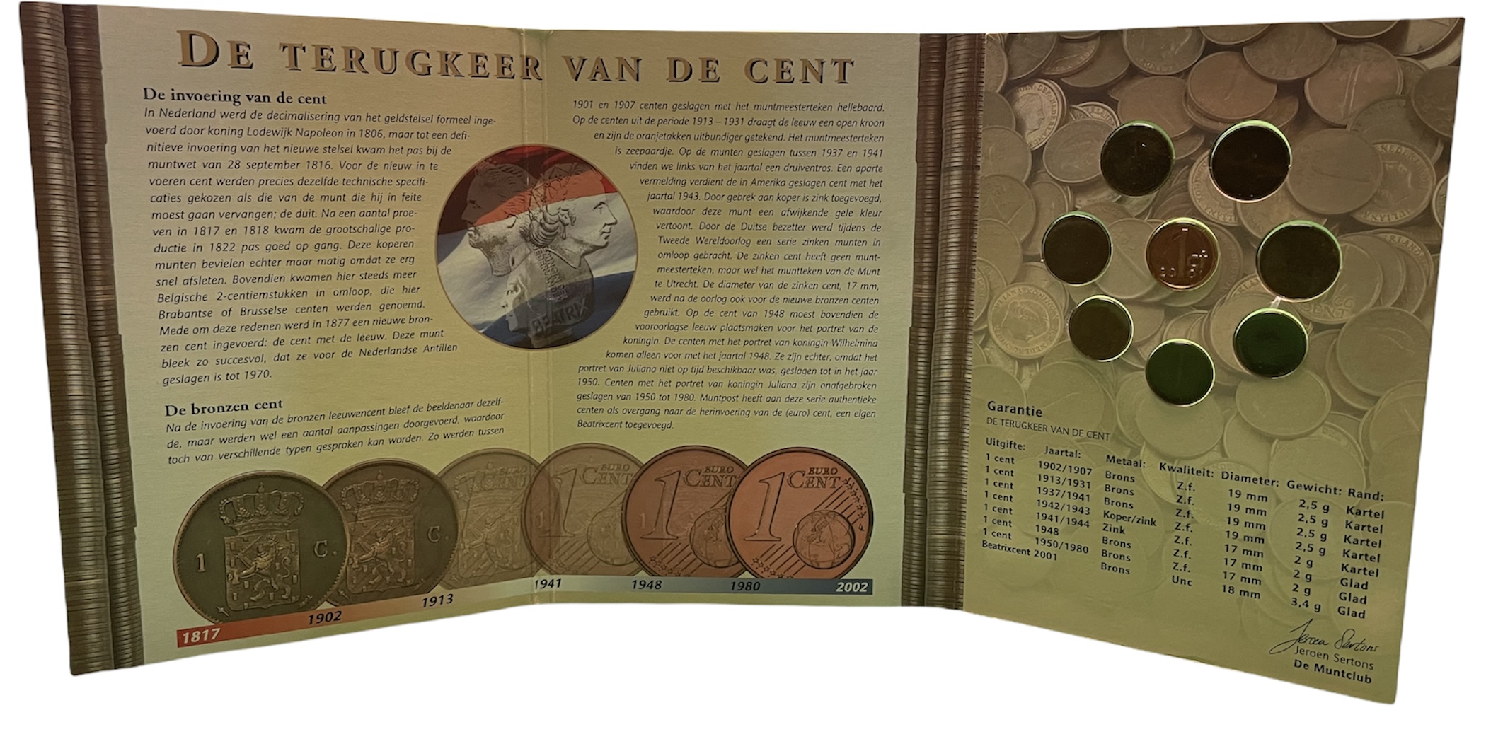 Нидерланды набор из 8 монет по 1 центу 1902-2001 история Нидерландов в монетах, до королевы Беатрикс 7-6-1-27