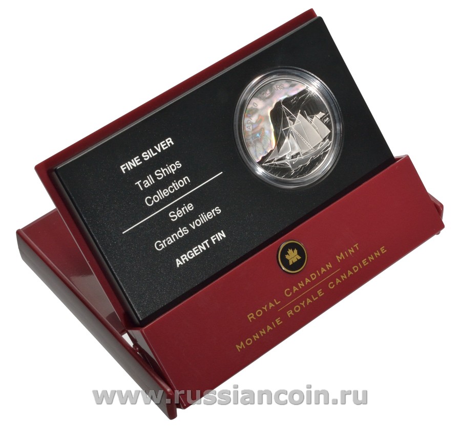 Канада 20 долларов 2006 серия Парусники - Кетч, голограмма, в фирменной коробке с сертификатом KM NEW серебро PROOF 4-3-2-17