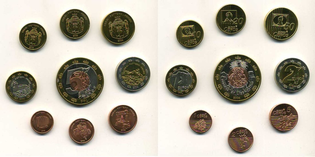 Лихтенштейн евронабор из 9 монет (с 5 евро) 2004 в оригинальной коробке, с сертификатом, PROBA, пробники    PROOF  5-4-6-11