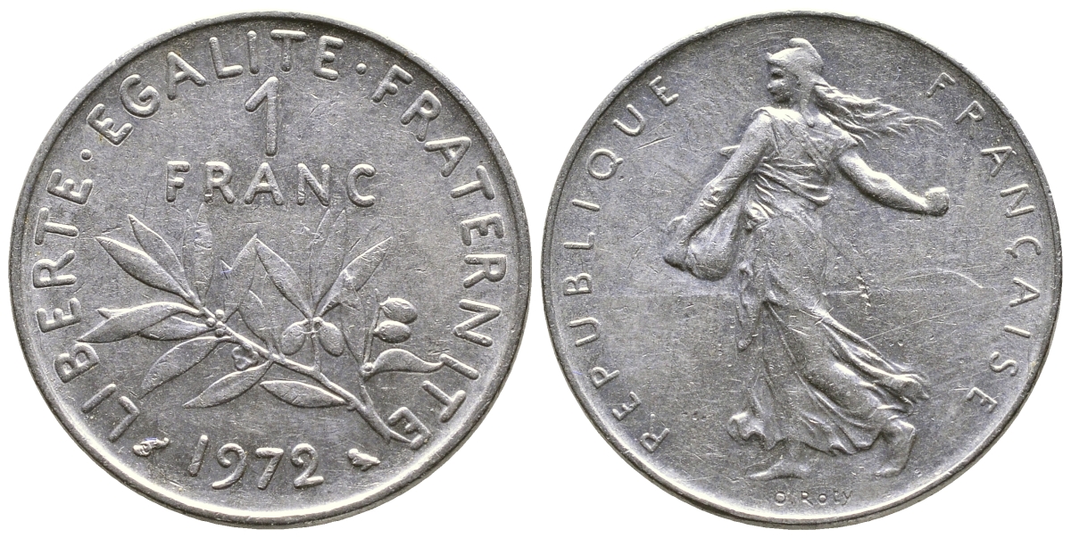 ФРАНЦИЯ 1 ФРАНК 1972 СЕЯТЕЛЬ KM 925.1 никель 59-624