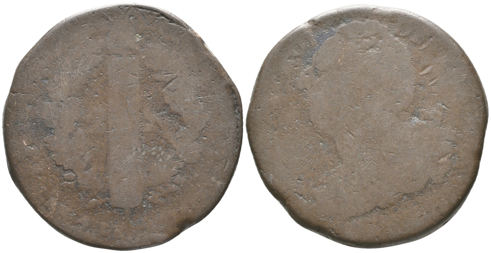 ФРАНЦИЯ 2 СОЛЯ 1791-1793 ЛЮДОВИК XVI (1774-1793) KM 603 бронза 32-632