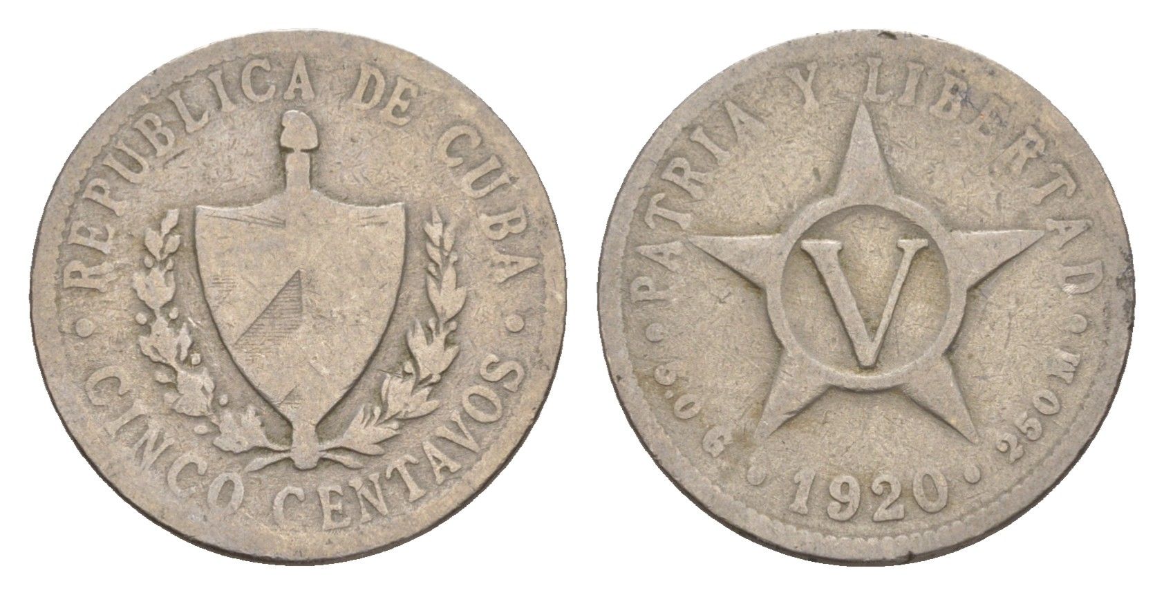 Куба 5 сентаво 1920 KM 11.1 медно-никель 4655-861