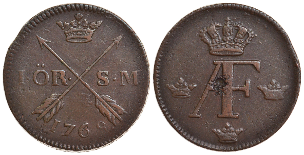 Швеция 1 эре 1768 Адольф Фредерик (1751-1771) KM 460 медь 4179-421