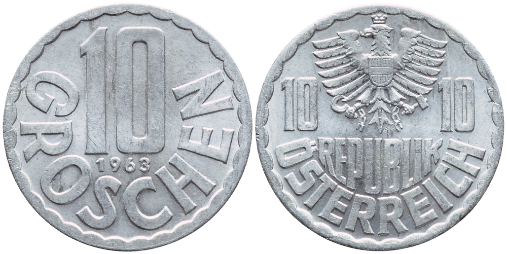 Австрия 10 грошей 1963 KM 2878 алюминий 4396-1116