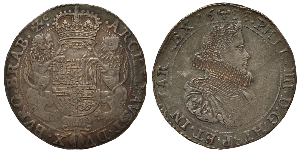 Испанские Нидерланды дукатор 1633 Филипп IIII Delm. 274, Dav. 4444, KM 56.1 серебро 00-000-00