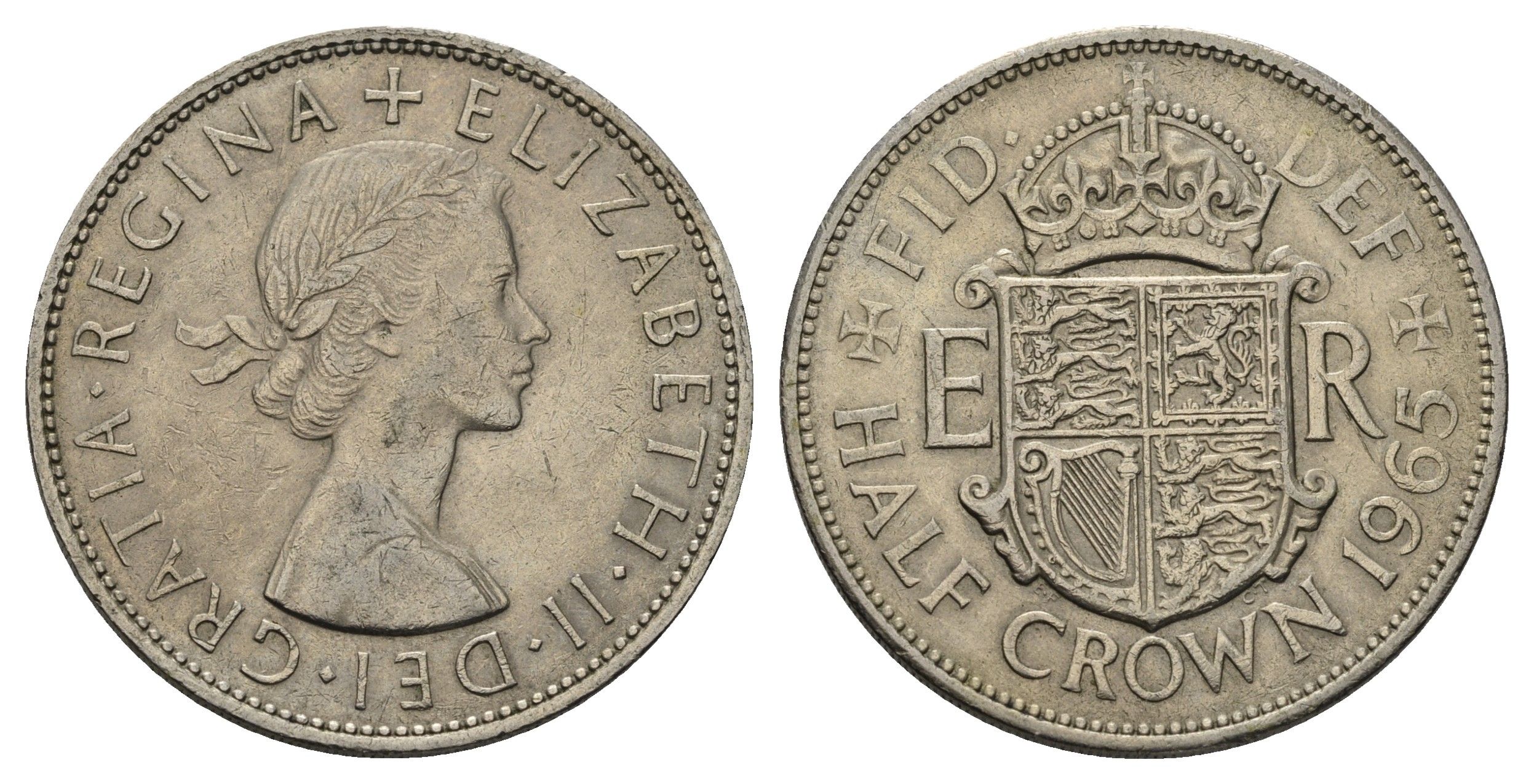 Великобритания 1/2 кроны 1965 Елизавета II (1952-2022) KM 907, Spink 4145 медно-никель 4590-632