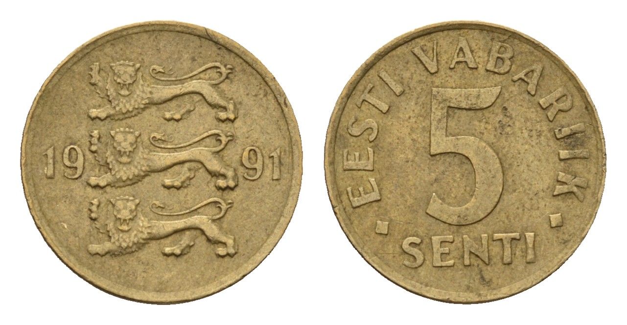 Эстония 5 сентов 1991 KM 21 латунь 4694-1257