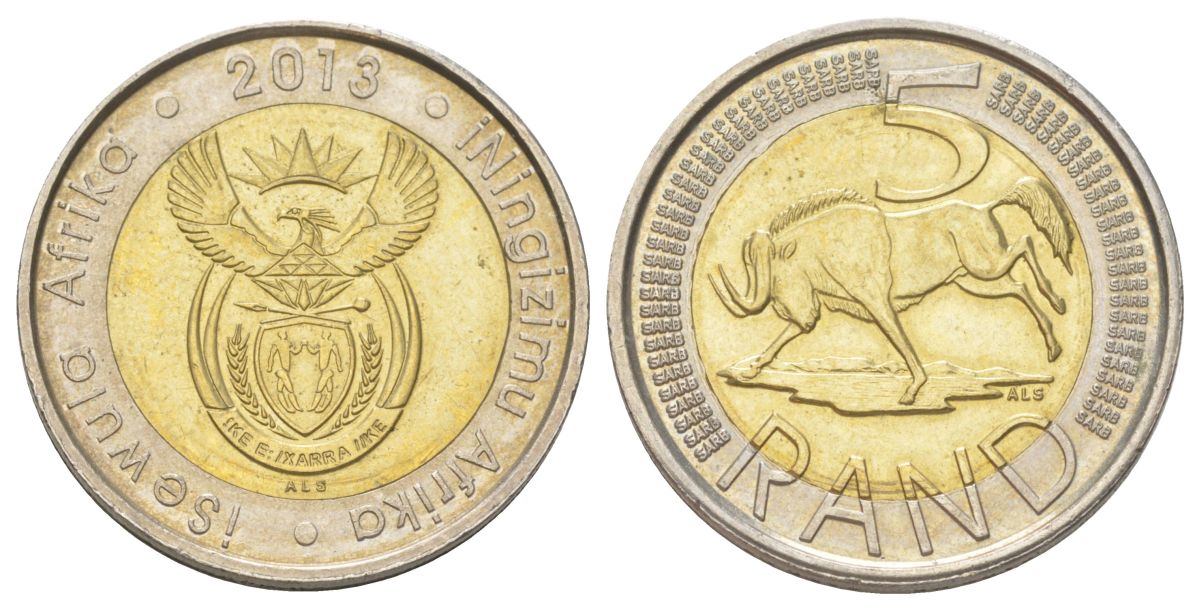 ЮАР 5 рандов 2013 биметалл UNC 4626-922
