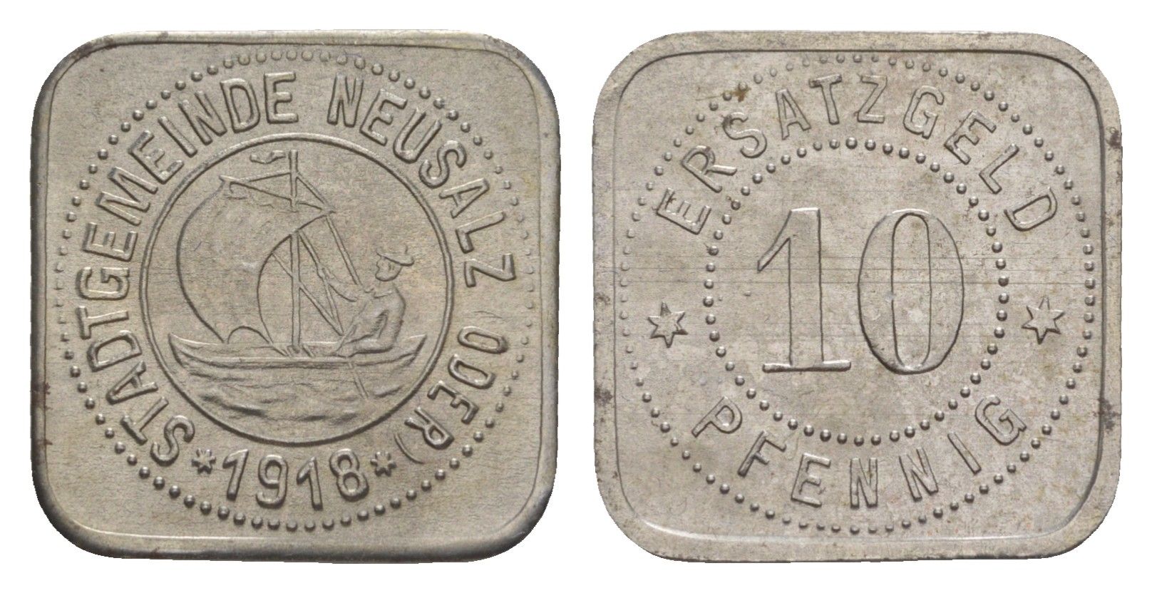 Нова-Суль 10 пфеннигов 1918 Funck 371.2, Men18 23276.2 железо aUNC 1527-331