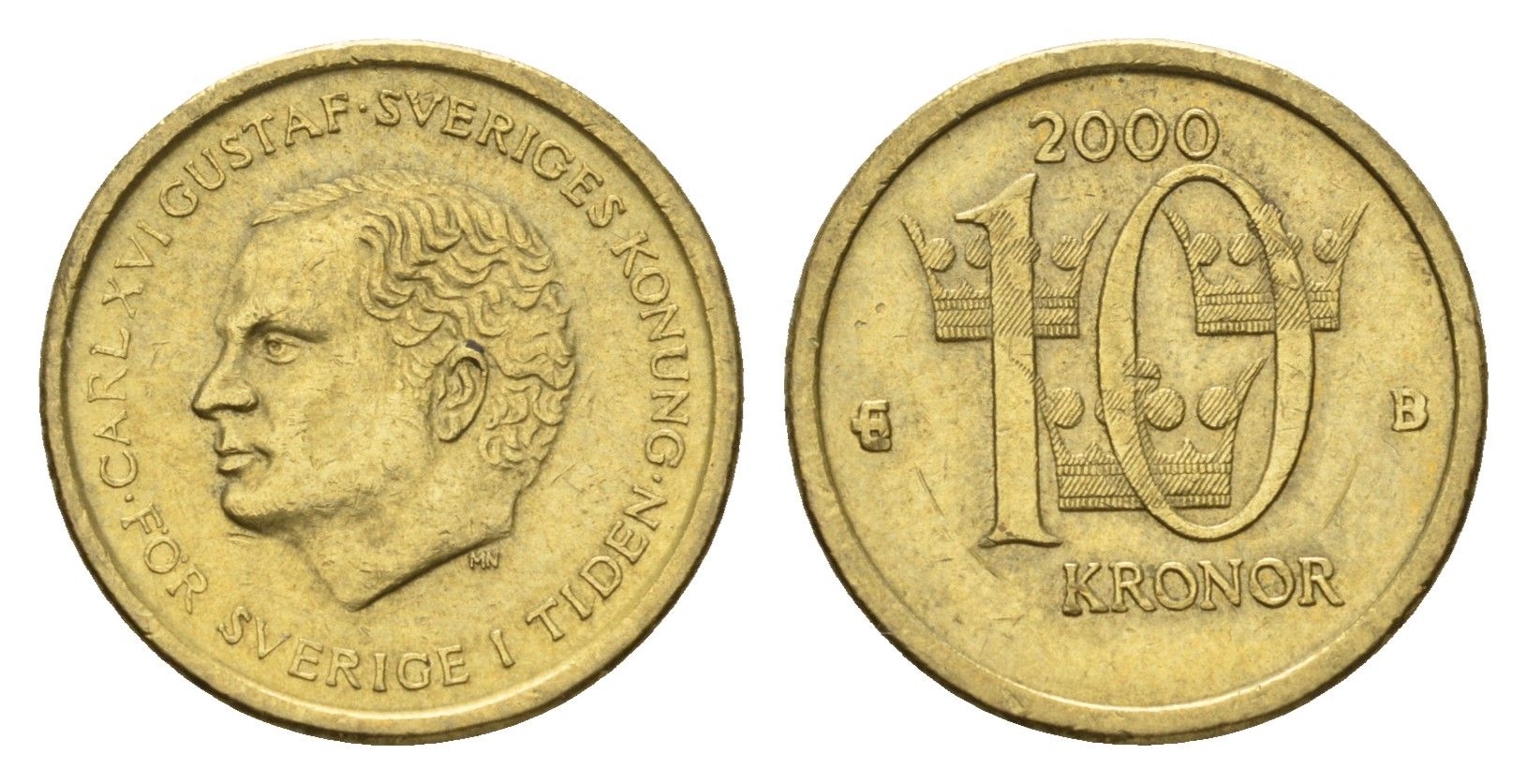 Швеция 10 крон 2000 Карл XVI Густав (1973-) KM 877 нордик 4642-541