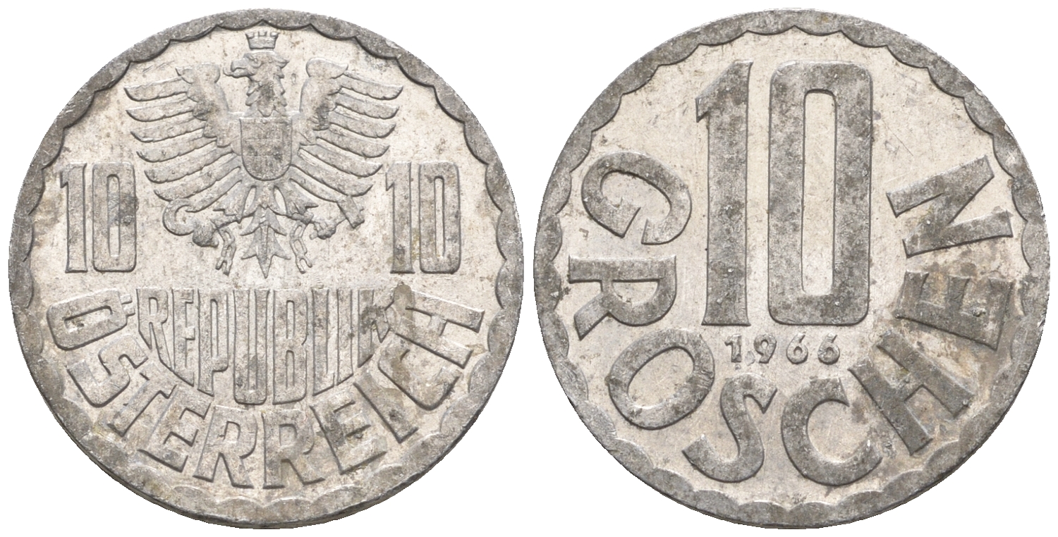 Австрия 10 грошей 1966 KM 2878 алюминий 60-1136