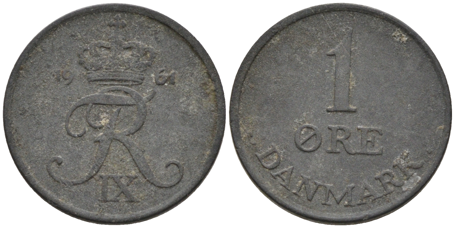 ДАНИЯ 1 ЭРЕ 1961 С; S, ФРЕДЕРИК IX (1947-1972) KM 839.2 цинк 4564-1142