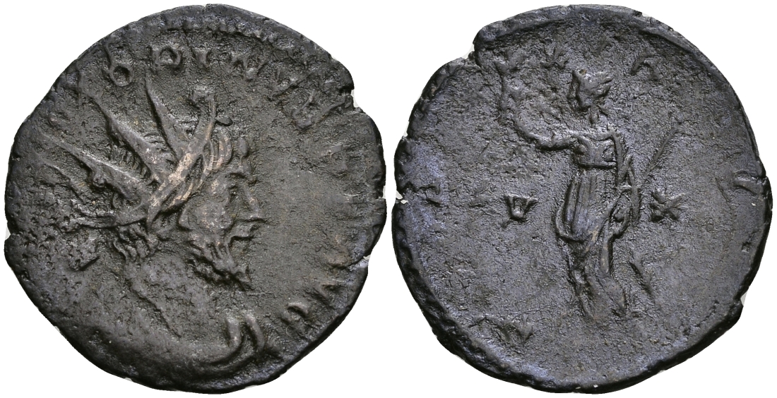 Римская Империя (императоры в Галлии) антониниан 269 - 271 Викторин PAX AVG Пация, персонификация Мира Колония Агриппины (Кельн) Good Very fine RIC 118 бронза 270-912