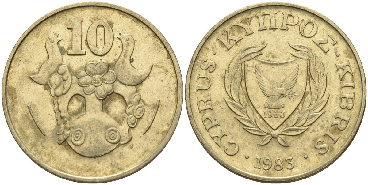 Кипр 10 центов 1983 KM 56.1 никель латунь 4141-1125