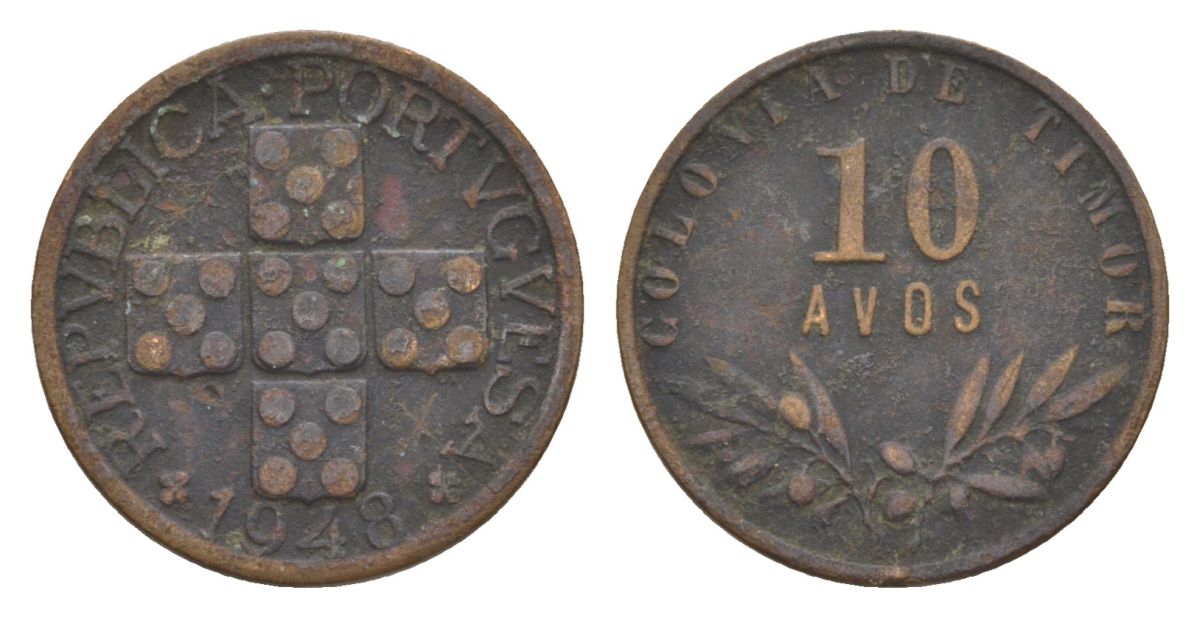 Португальский Тимор 10 аво 1948 KM 5 бронза 4630-1136