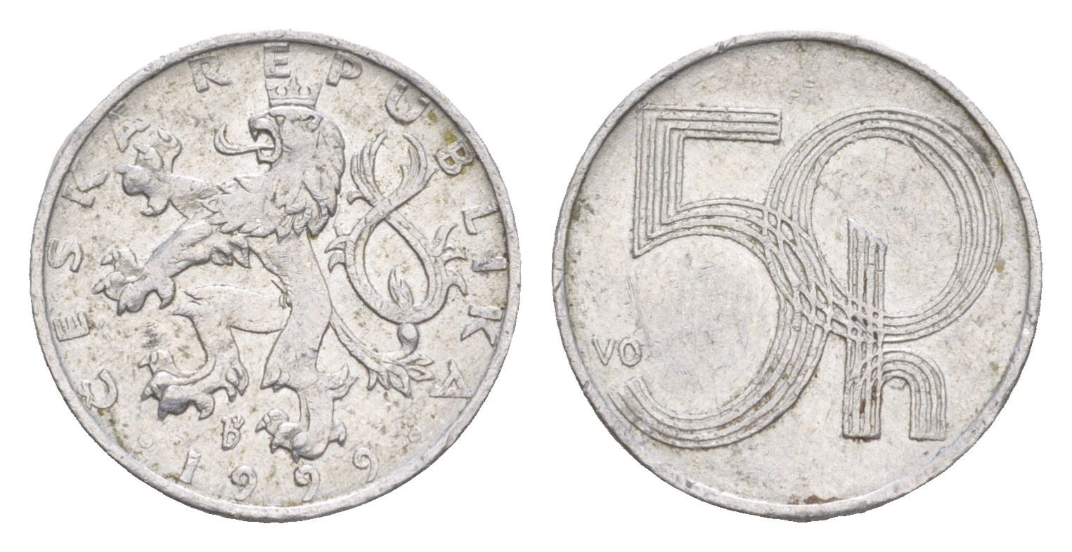 Чехия 50 геллеров 1999 KM 3 алюминий 4381-951