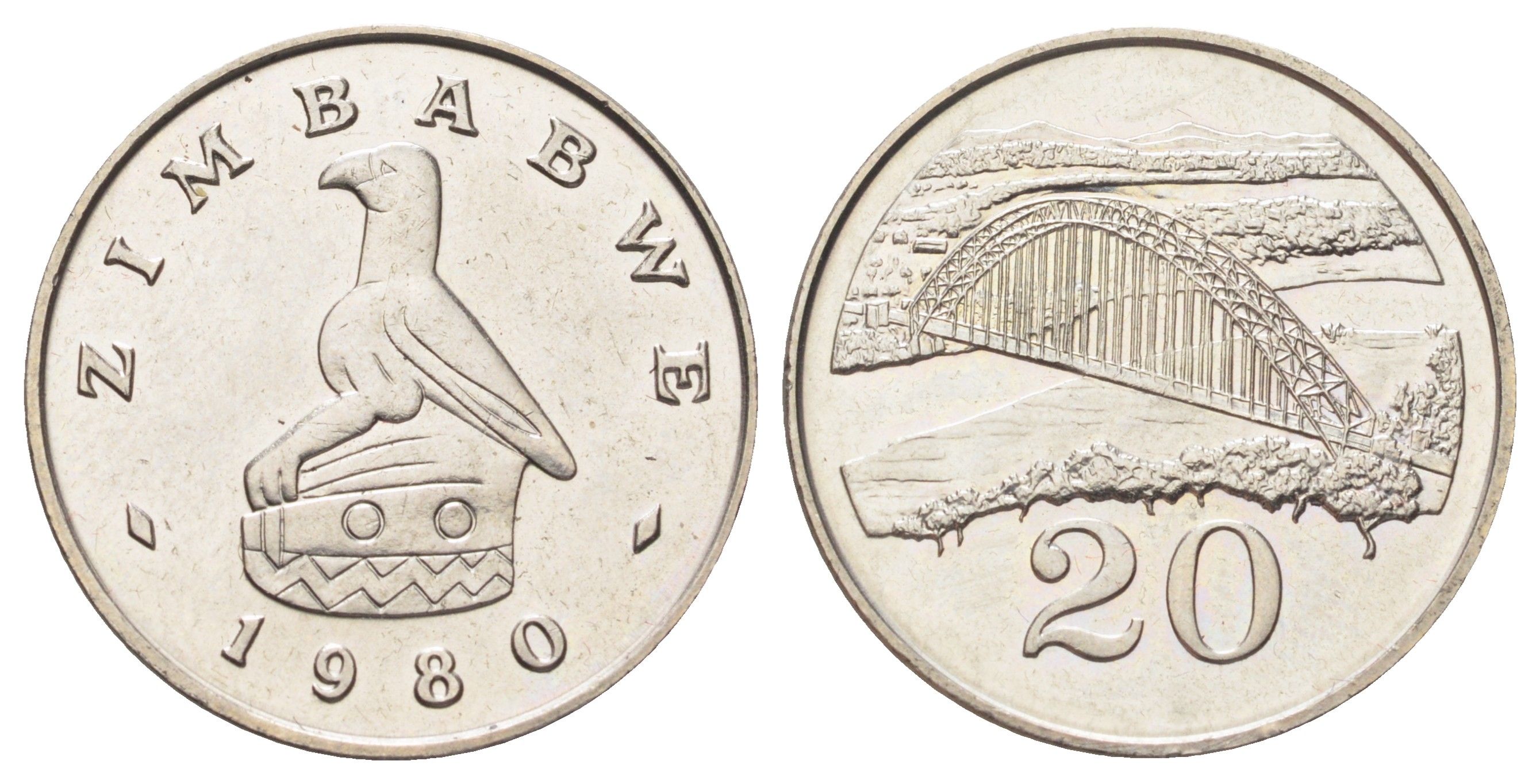Зимбабве 20 центов 1980 KM 4 медно-никель UNC 4699-654