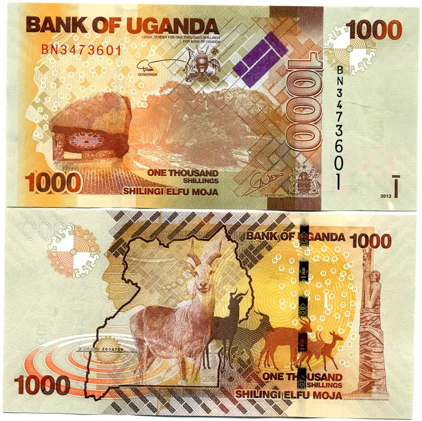 Уганда 1000 шиллингов 2013 антилопа Pick 49 бумага UNC (пресс) 448-140-1