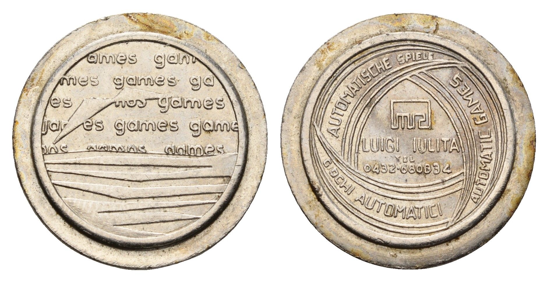 Италия жетон для равлечений Луиджи, диаметр 24 мм, вес 5,4 гр нержавеющая сталь 4670-823